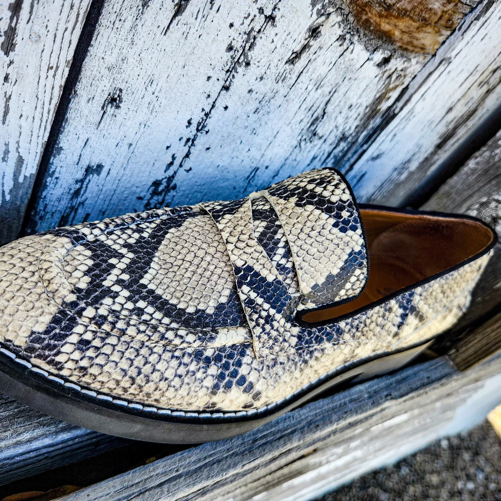 SARTO Franco Sarto Snake Print Loafers Size 8 Leather Slip On Platform Lug Sole